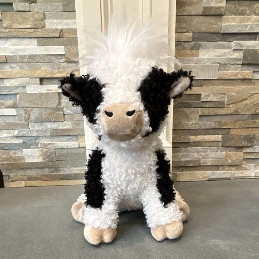 Walmart Large Curly Dairy Cow Stuffed Animal 17.5”